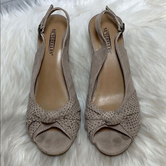 Seychelles Scorpio Tan Suede Cork Wedges Size 7.5 - Picture 2 of 6